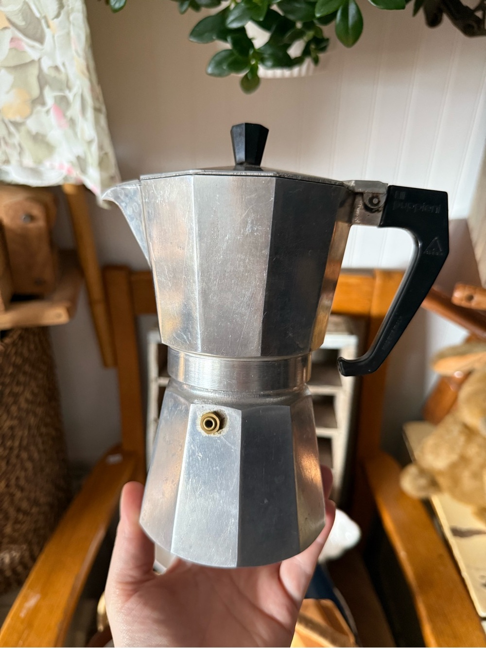 1970s Aluminum Stovetop Espresso Maker -  Made in Italy